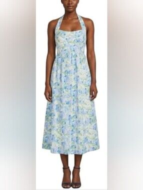 Hill House Home NWT The Fleur Midi Dress Hydrangea Print